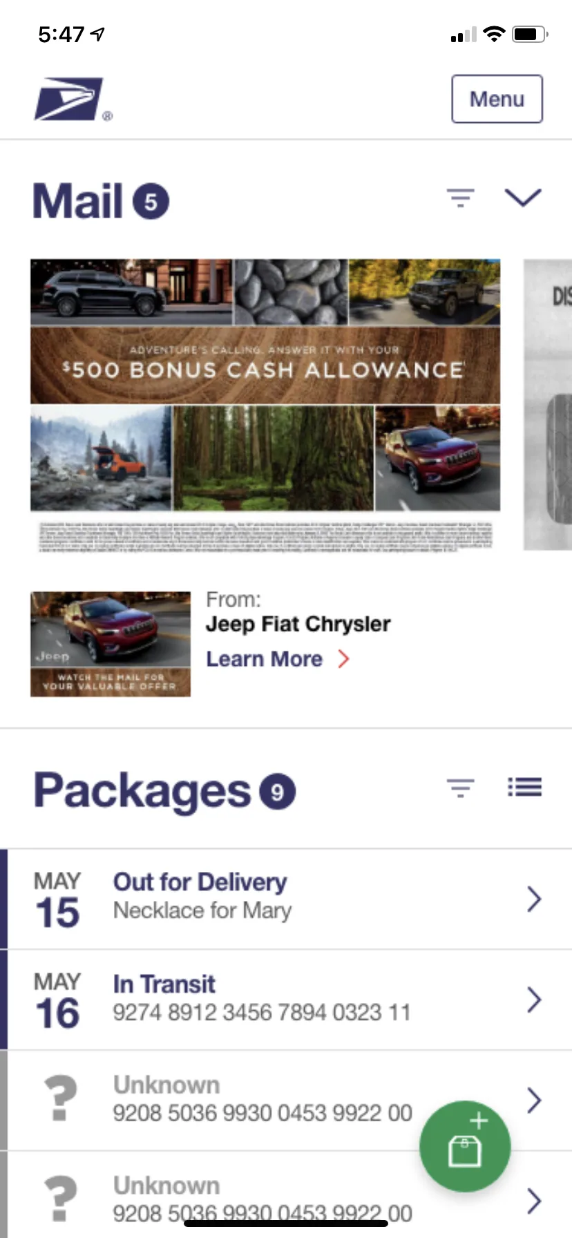 USPS app: content and guidance